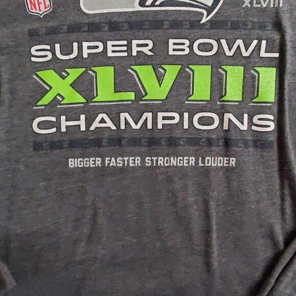 Seattle Seahawks Shirt Adult Womens Large 14/16 Gray Long-Sleeve NFL Superbowl - Picture 4 of 10